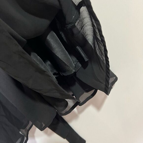 SHEIN Curve Black Wrap Dress Lace Cap Sleeves - Picture 10 of 11